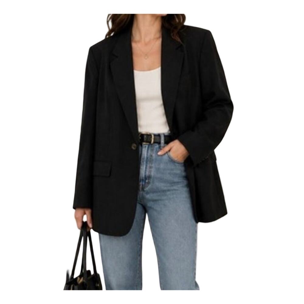 Vintage 90s Orvis Blazer Womens Size 16 Black Career Single Button Front Lined